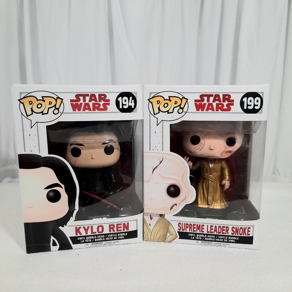 Star Wars POP Vinyl Bobblehead Funko Kylo Ren 194 and Supreme Leader Snoke 199